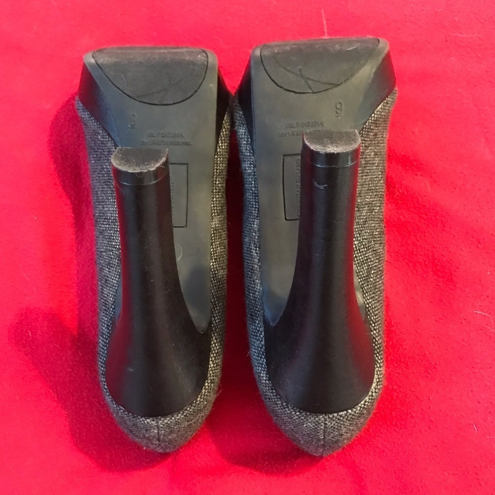 Gray Black Tweed Tassel Peeptoe High Heels size 9 - Picture 4 of 6